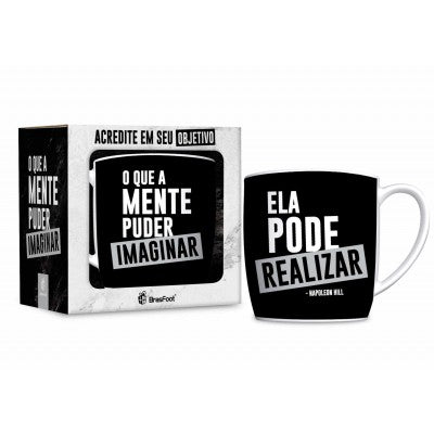 CANECA PORCELANA - O QUE A MENTE IMAGINAR - BRASFOOT