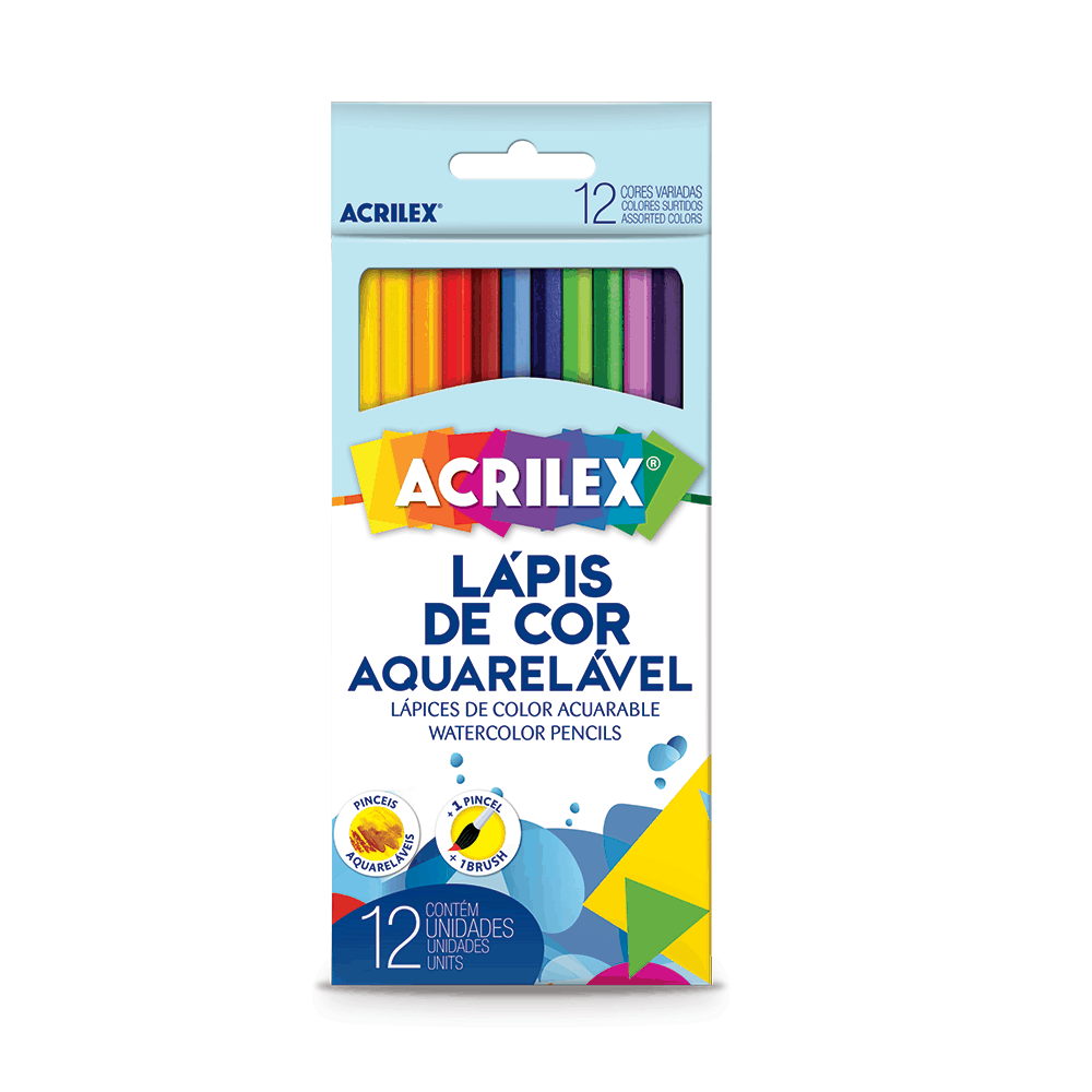 LÁPIS DE COR AQUARELÁVEL ACRILEX - 12 CORES