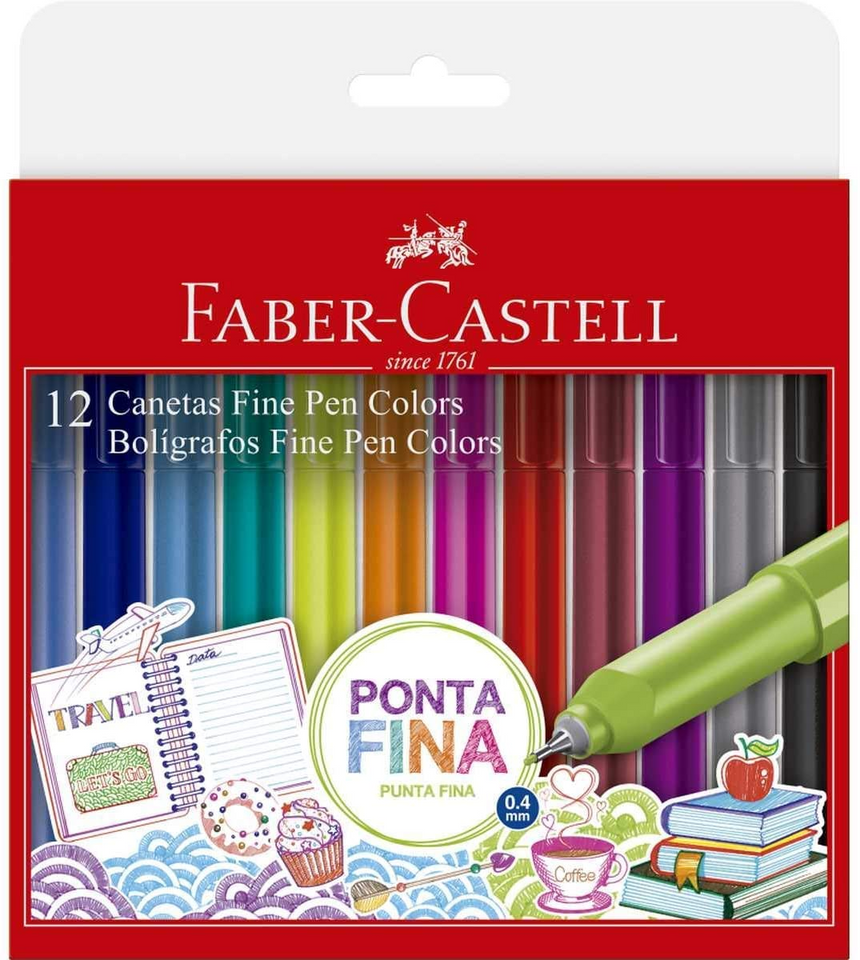 12 Canetas Fine Pen - Faber-Castell