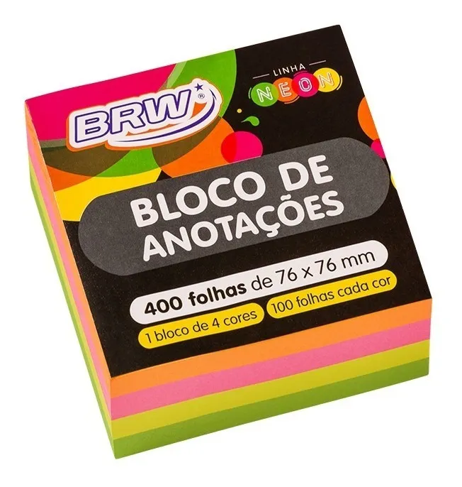 Bloco Adesivo Smart Notes Clube Neon 76mm x 76mm 400 FLS - BRW