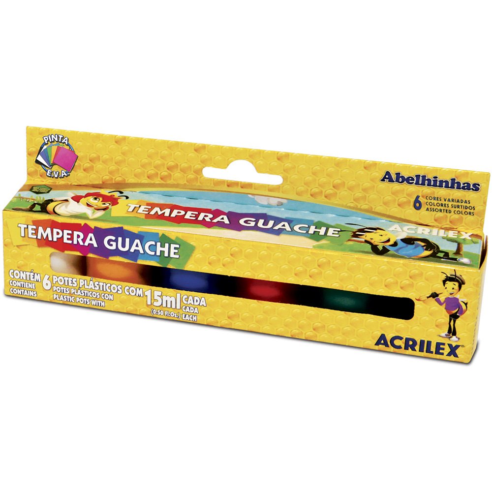 Tinta guache 15 ml c/6 cores - Acrilex