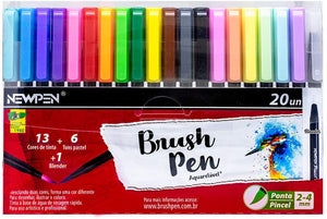 Brush Pen, 19 cores+1 Blender, Estojo 20 un. - Newpen