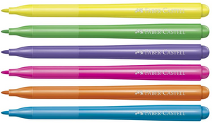 Canetinha Vai e Vem Neon 6 Cores - Faber Castell