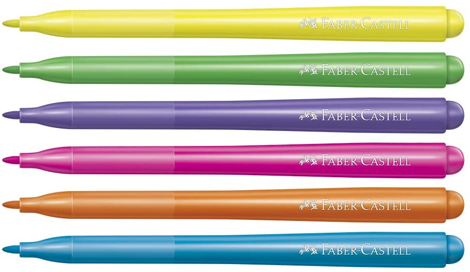 Canetinha Vai e Vem Neon 6 Cores - Faber Castell