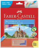 Kit Lápis de Cor Sextavado EcoLápis 24 Cores + Apontador com Depósito - Faber Castell