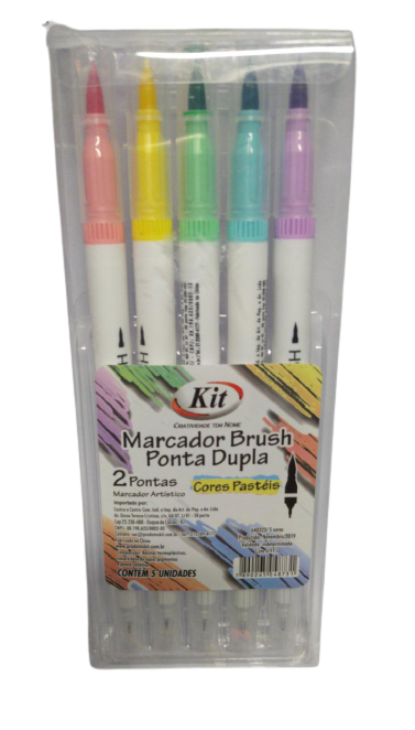 Marcador Brush Ponta Dupla 2 Pontas - KIT